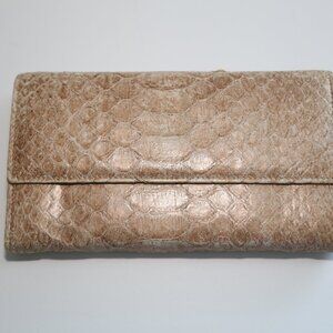 Rare BRUNO MAGLI made in Italy Genuine MATTE Python wallet vtg neutral color
